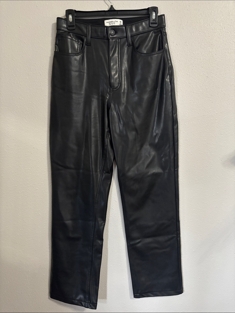 Abercrombie & Fitch Black Straight Faux Leather Jeans